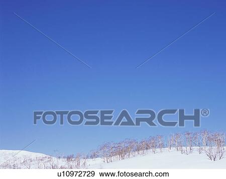 Stock Photo - Winter landscape, Hokkaido, Japan. Fotosearch