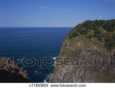 Lighthouse in Utoro, Shiretoko, Hokkaido, Japan View Large Photo Image Stock Photography - Lighthouse in Utoro, Shiretoko, Hokkaido, Japan. Fotosearch
