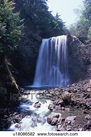 Stock Image - Waterfall at Norikura Highland in Nagano Prefecture, Japan. Fotosearch
