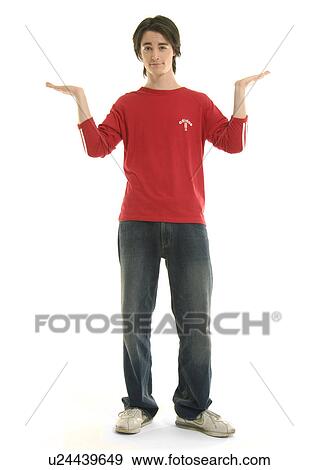 Stock Photo - Portrait of a young man gesturing. Fotosearch