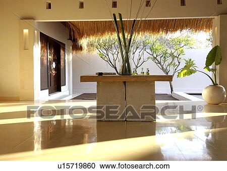 Stone and wood table in a room View Large Photo Image Stock Image - Stone and wood table in a room. Fotosearch