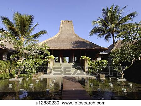 View of a resort on the edge of a pond, Mayaubud. View Large Photo Image Stock Image - View of a resort on the edge of a pond, Mayaubud.. Fotosearch