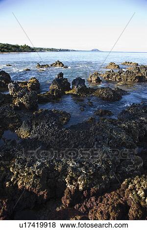 Lave rocky coast in Maui, Hawaii. View Large Photo Image Stock Photo - Lave rocky coast in Maui, Hawaii.. Fotosearch