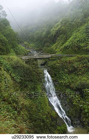 Stock Photography - Waterfall on the Road to Hana, Hana Highway, Hawaii, USA. Fotosearch