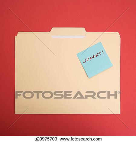 Folder with a sticky note attached reading urgent on a red background. View Large Photo Image Stock Image - Folder with a sticky note attached reading urgent on a red background.. Fotosearch
