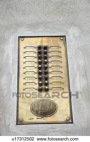Buzzer outside apartment buiding, Italy. View Large Photo Image Stock Image - Buzzer outside apartment buiding, Italy.. Fotosearch