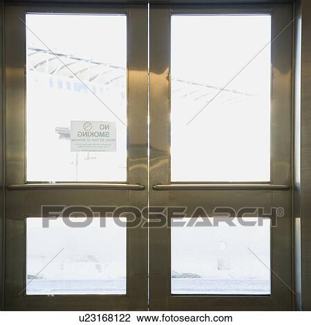Stainless steel double doors. View Large Photo Image Stock Image - Stainless steel double doors.. Fotosearch