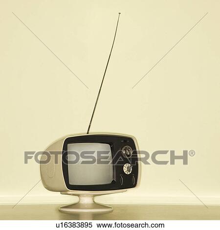 Still life of vintage television set with antenna raised. View Large Photo Image Stock Photography - Still life of vintage television set with antenna raised.. Fotosearch