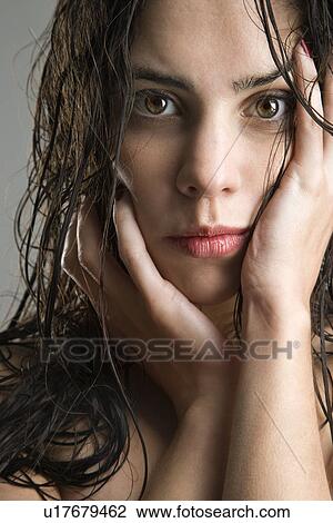 Stock Image - Caucasian woman portrait.. Fotosearch