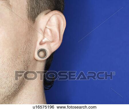 Young adult male pierced ear View Large Photo Image Stock Photograph - Young adult male pierced ear. Fotosearch