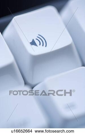 Picture - Close up of volume key on computer keyboard. Fotosearch