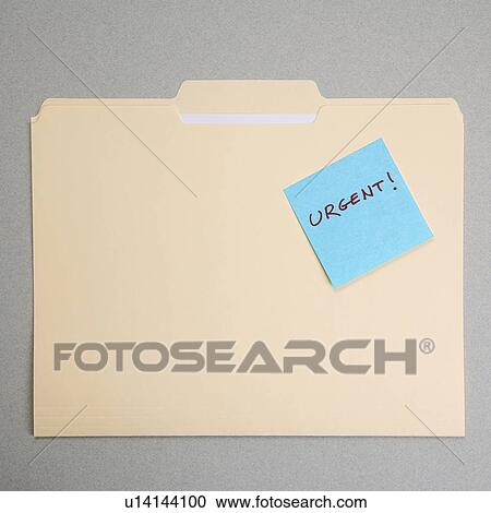 Folder with a sticky note attached reading urgent View Large Photo Image Stock Image - Folder with a sticky note attached reading urgent. Fotosearch