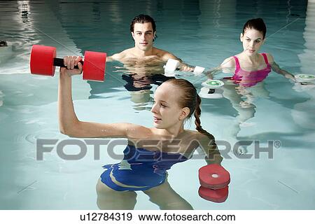 People exercising in a spa pool View Large Photo Image Stock Photo - People exercising in a spa pool. Fotosearch