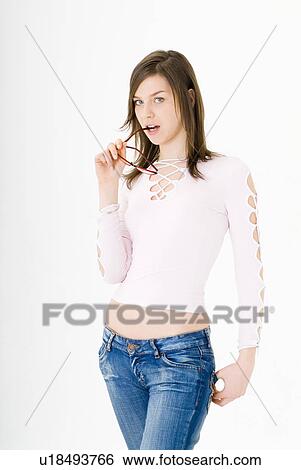 Stock Photograph - Portrait of young woman. Fotosearch
