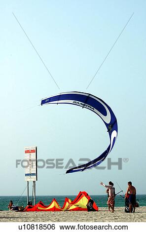 Stock Photograph - kite, sport, dubai, beach, wind. Fotosearch
