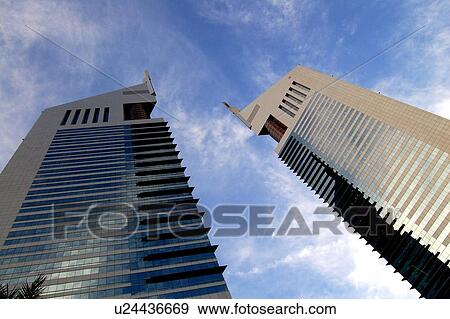 Stock Photo - emirates, towers, business, blue, sky. Fotosearch