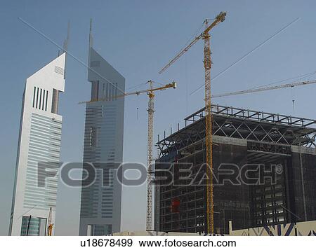 DIFC, construction, UAE, Dubai View Large Photo Image Stock Photo - DIFC, construction, UAE, Dubai. Fotosearch
