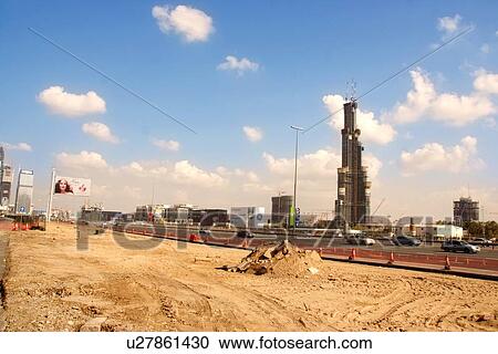 Stock Image - sheikh, zayed, road, burj, dubai, construction. Fotosearch