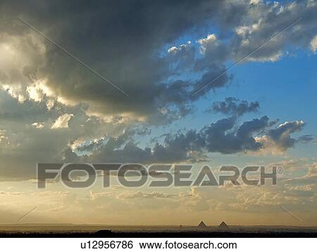 Egypt, Giza, Pyramids, Sky View Large Photo Image Stock Photograph - Egypt, Giza, Pyramids, Sky. Fotosearch