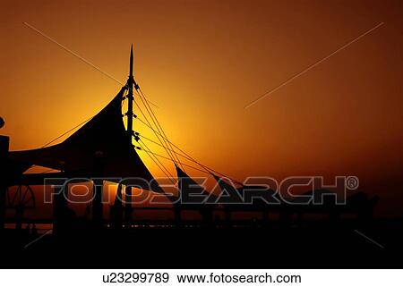 Stock Photo - silhouette, abu, dhabi, creek, sunset, sunrise. Fotosearch