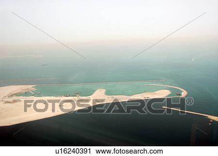 Stock Image - dubai, UAE, aerial, Port, Rashid, expansion. Fotosearch