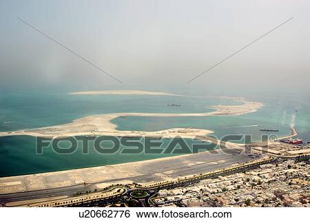 Palm, Deira, construction, dubai, UAE, aerial View Large Photo Image Stock Photograph - Palm, Deira, construction, dubai, UAE, aerial. Fotosearch