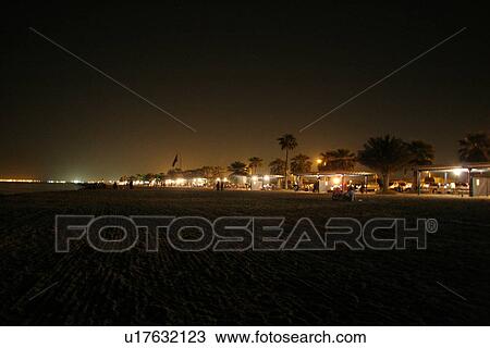 Stock Image - dhahran, beach, bahrain, night, evening, dark. Fotosearch