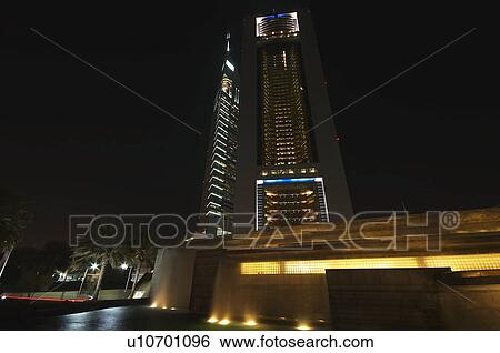 Stock Photograph - Dubai, Sheikh, Zayed, Rd, modern, architecture, skyscrapers. Fotosearch