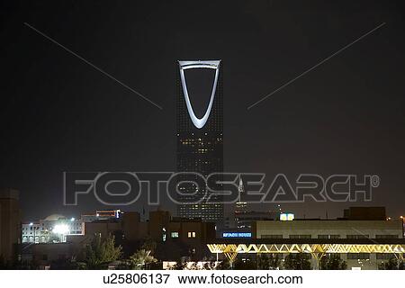 Stock Photo - saudi, arabia, kingdom, tower, night, shot, evening. Fotosearch