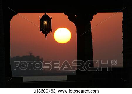 Stock Image - sunset, sunrise, dubai. Fotosearch