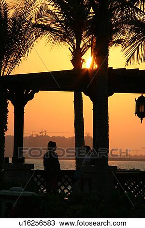 Stock Image - sunset, sunrise, dubai. Fotosearch
