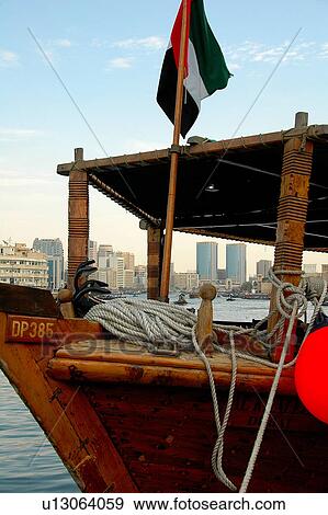 Stock Photo - dubai, dhow, dowh, dowh, creek, boat, clear. Fotosearch