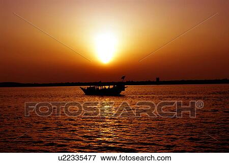 silhouette, dubai, creek, deira, boat, sunrise, sunset View Large Photo Image Stock Photo - silhouette, dubai, creek, deira, boat, sunrise, sunset. Fotosearch