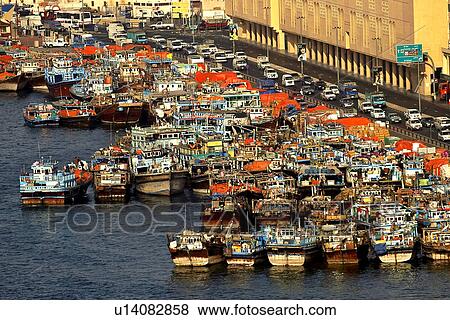 dubai, dhow, creek, port, deira, ships, boats View Large Photo Image Stock Photo - dubai, dhow, creek, port, deira, ships, boats. Fotosearch