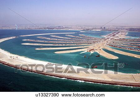 Stock Image - dubai, aerial, dubai, marina, jumeirah, palm. Fotosearch