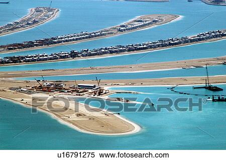 Stock Photography - dubai, aerial, dubai, marina, jumeirah, palm, Tunnel. Fotosearch