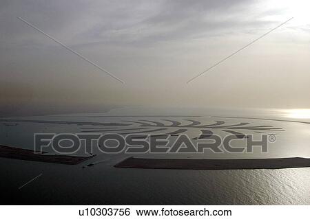 Stock Photograph - dubai, aerial, dubai, palm, jebel, construction. Fotosearch