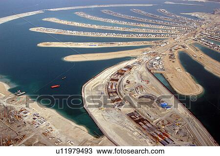 Stock Image - dubai, aerial, dubai, palm, jumeirah. Fotosearch