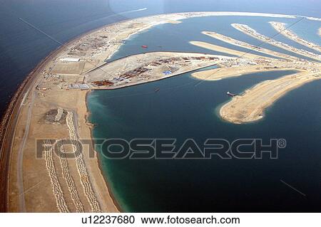 Stock Image - dubai, aerial, dubai, palm, jumeirah. Fotosearch
