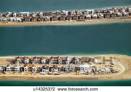 Stock Image - dubai, aerial, dubai, palm, jumeirah. Fotosearch