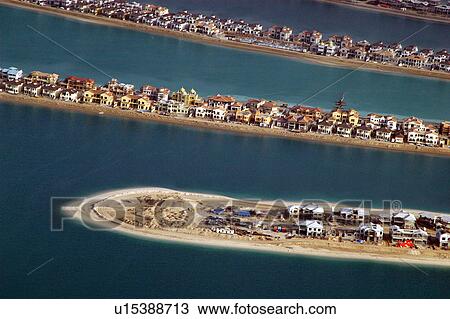 Stock Image - dubai, aerial, dubai, palm, jumeirah. Fotosearch