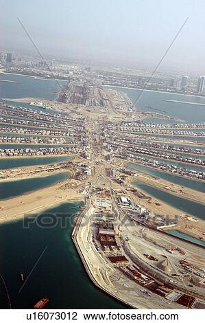 Stock Image - dubai, aerial, dubai, palm, jumeirah. Fotosearch