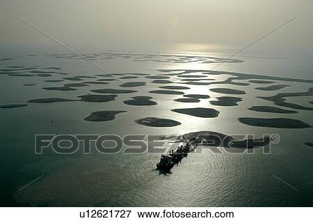 Stock Photo - dubai, aerial, dubai, world, island, construction. Fotosearch