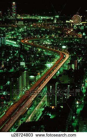 City Highway At Night View Large Photo Image Stock Image - City Highway At Night. Fotosearch
