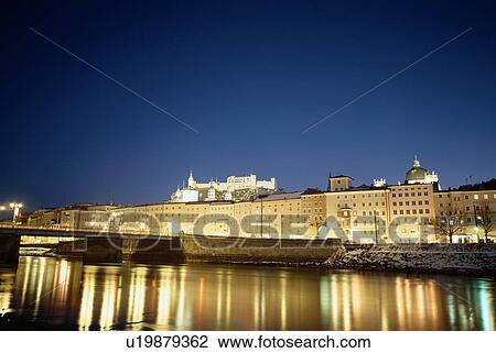 Stock Image - City Lights Reflected In River. Fotosearch