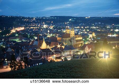 Stock Photo - Night View Over German Town. Fotosearch