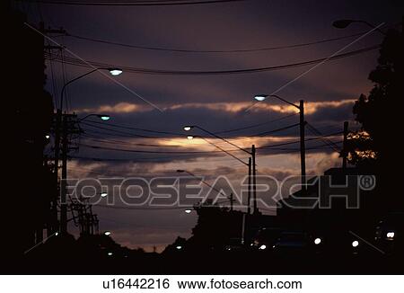 Stock Photograph - Street Lights At Night. Fotosearch