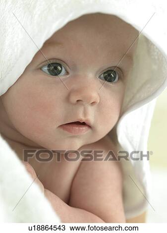 Baby with towel over head View Large Photo Image Stock Image - Baby with towel over head. Fotosearch