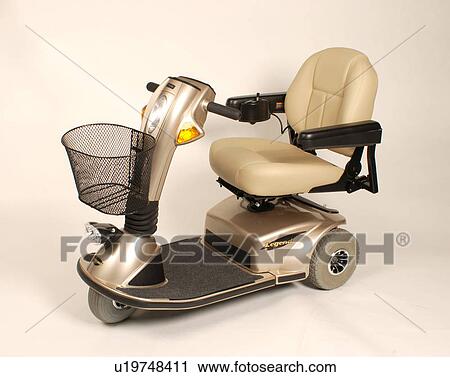 Stock Image - Sleek and modern scooter for use by individuals with mobility impairments.. Fotosearch