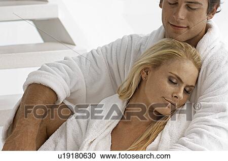 Young Couple in Dressing Gowns View Large Photo Image Stock Image - Young Couple in Dressing Gowns. Fotosearch